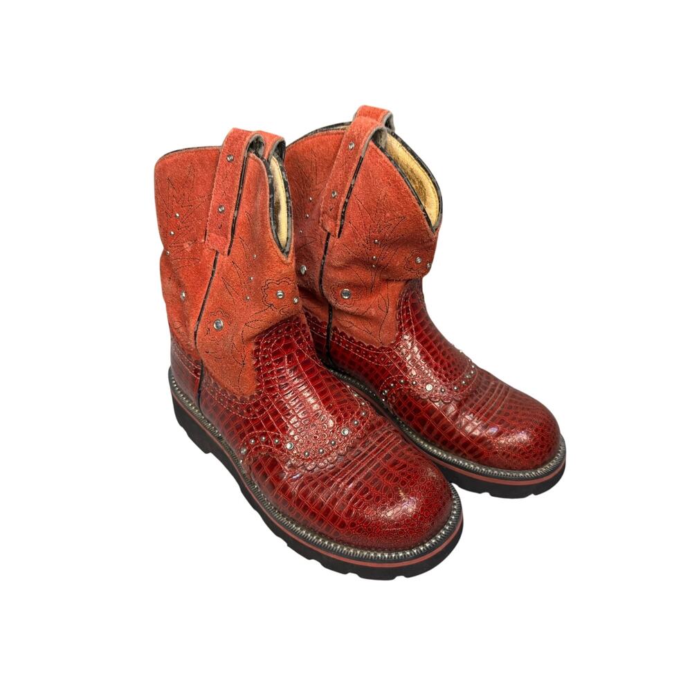 Women's Size 8 Ariat Fatbaby Red Rhinestone Studded Boots